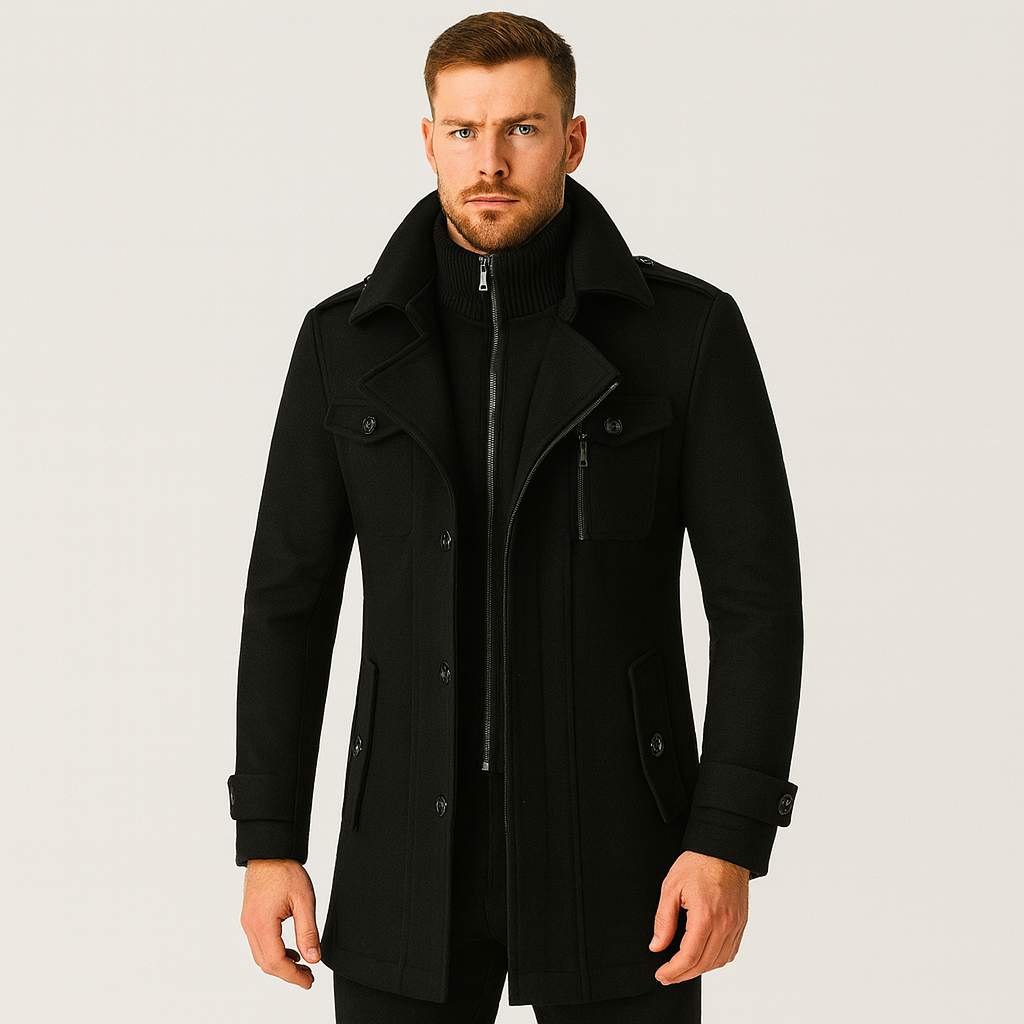 Winterjacke – kurz – mit Reißverschluss – Wollmantel – Wintermantel für Männer