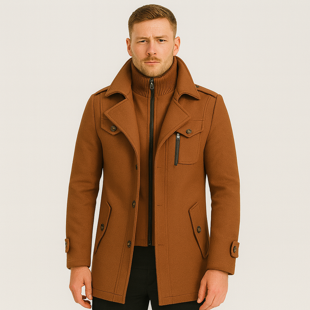 Winterjacke – kurz – mit Reißverschluss – Wollmantel – Wintermantel für Männer