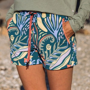 Kurze Hose Damen | Sommershorts Gemustert | Blau-Fashion Peak