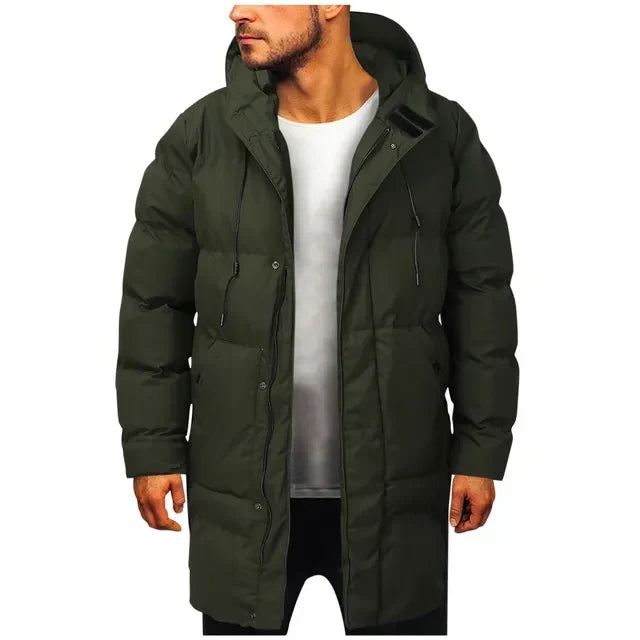 Pufferjacke - Kapuze - Mittellang - Daunenjacke - Wintermantel für Männer