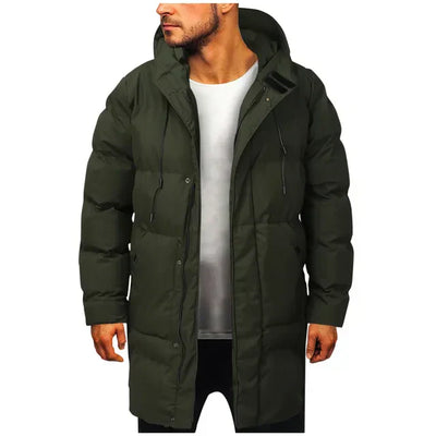 Pufferjacke - Kapuze - Mittellang - Daunenjacke - Wintermantel für Männer