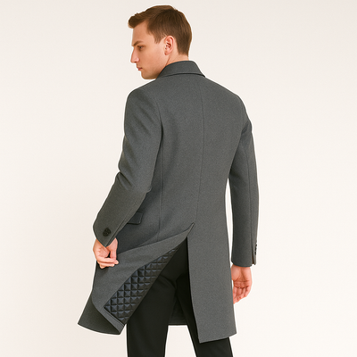 Trenchcoat – Einreihiger, mittellanger Wollmantel für Männer