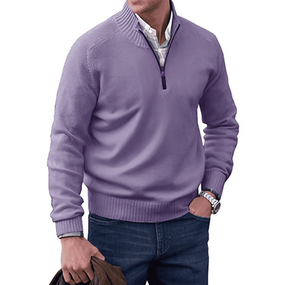 Mens Quarter Zip Jumper - Winter - Pullover - Strickpulli - Mens Half Zip Sweater