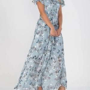 Maxikleid | Blumenmuster | A-Linie | Chiffon | Sommerkleid-Fashion Peak
