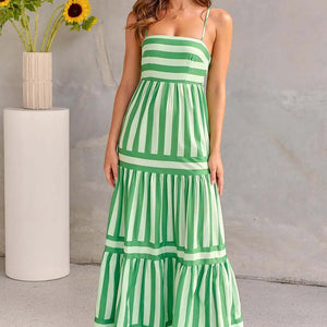 Maxikleid | Spaghettiträger | Fließend | Gestreiftes Kleid | Sommerkleid-Fashion Peak