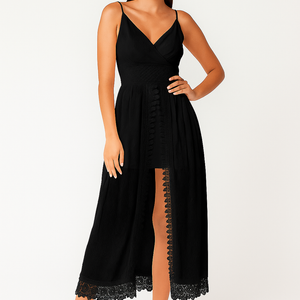 Midi-Kleid – Spaghettiträger – Schlitz vorne – Spitzenkleid – Sommerkleid-Fashion Peak