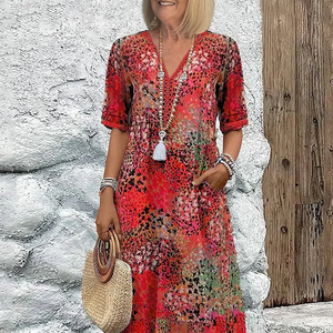 Midikleid | Damen Sommerkleid mit kurzen Ärmeln-Fashion Peak
