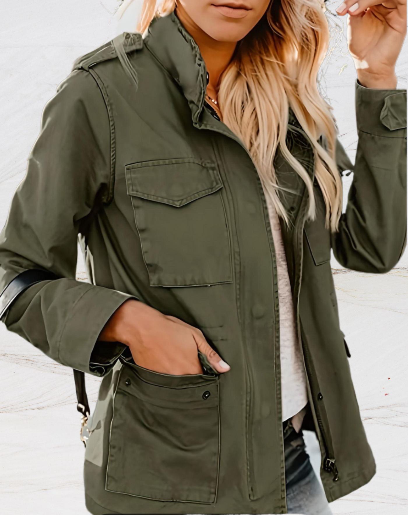 Cargo-Jacke – Reißverschluss – Taschen – Parka-Jacke – Damenjacken