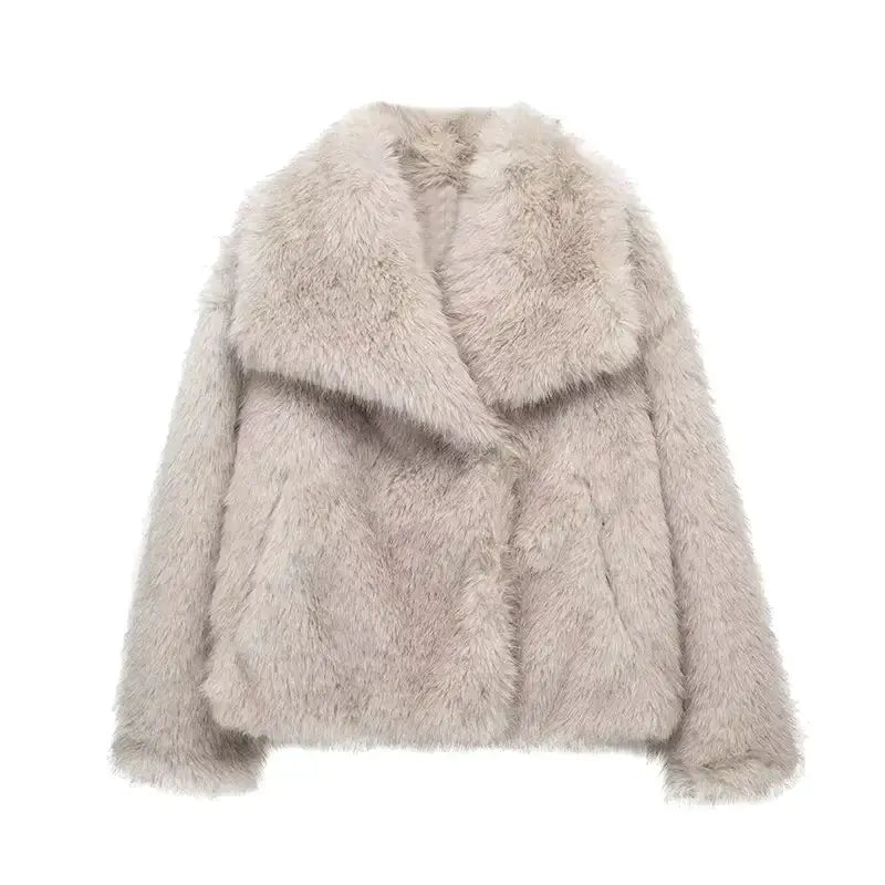 Kunstfellmantel – kurz – flauschig – Felljacke – Winterjacke für Frauen