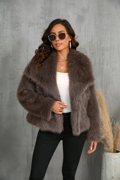 Nepbontjas - Kort - Pluizig - Bontjas - Winterjas voor dames-Boetiek Moda