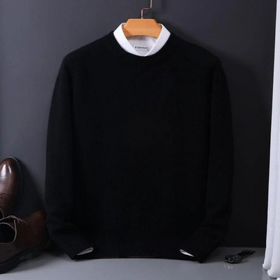 Strickpullover – Einfarbiger Strickpullover mit Rundhalsausschnitt für Männer für den Winter