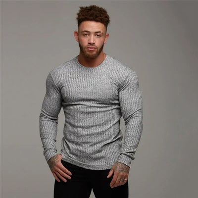Slim Fit Pullover | Gerippt | Langarm | Strickpullover | Herrenbekleidung