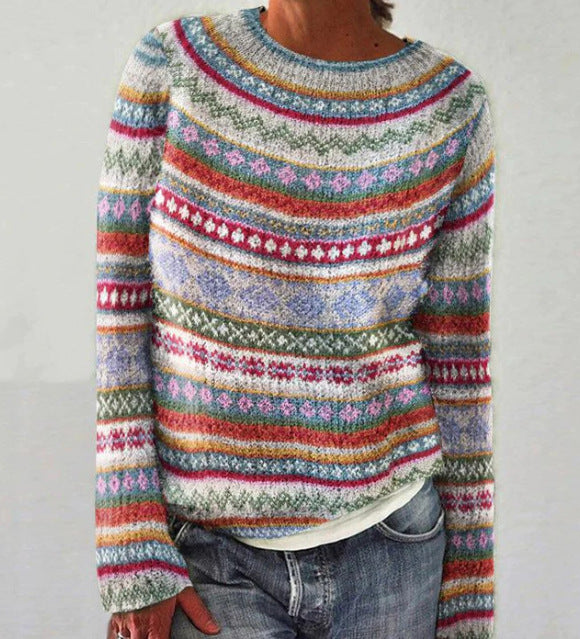 Strickpullover | Gestreift | Winterpullover | Strickpullover | Damenstrickwaren