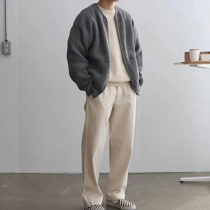 Reißverschluss-Strickjacke – Warm – Grob gestrickt – Strickjacke – Herren-Strickmode