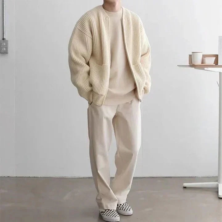 Reißverschluss-Strickjacke – Warm – Grob gestrickt – Strickjacke – Herren-Strickmode