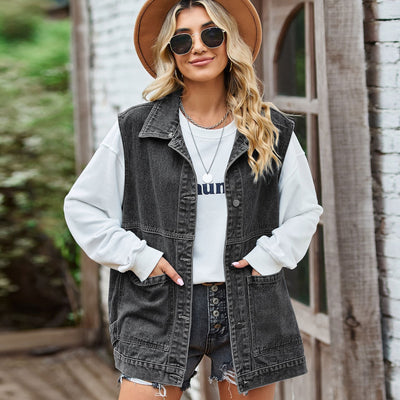 Jeansweste – ärmellose, übergroße Jeansweste für Damen