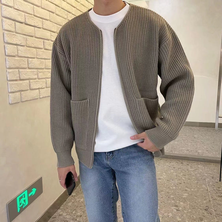 Reißverschluss-Strickjacke – Warm – Grob gestrickt – Strickjacke – Herren-Strickmode