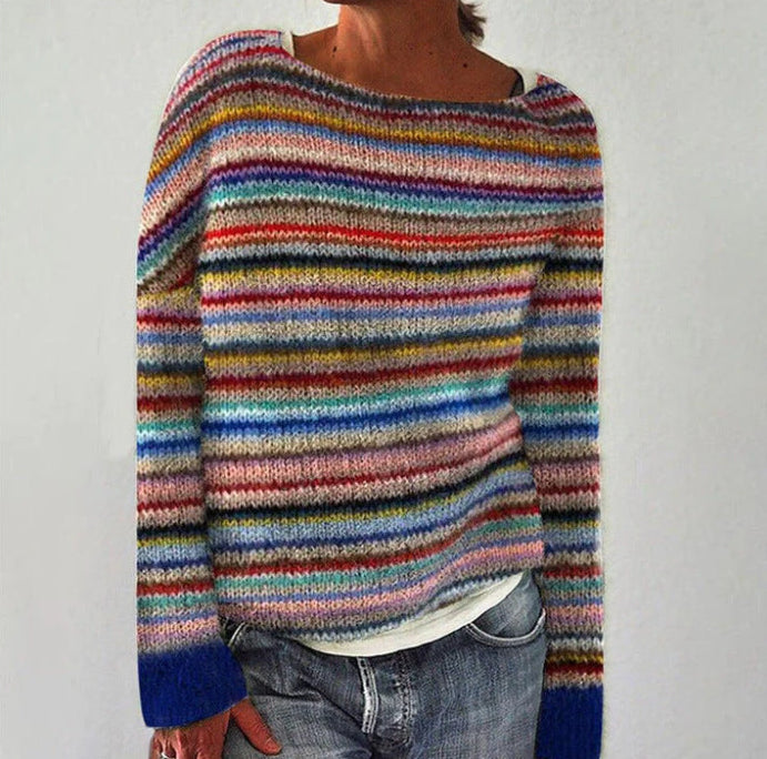 Strickpullover | Gestreift | Winterpullover | Strickpullover | Damenstrickwaren