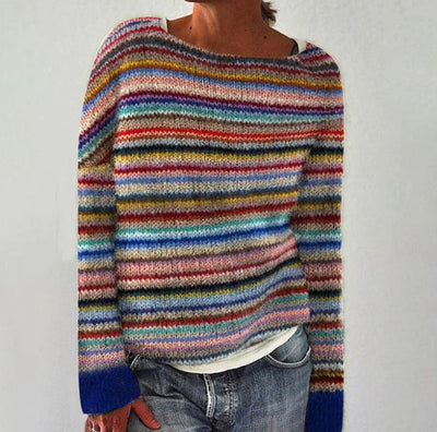 Strickpullover | Gestreift | Winterpullover | Strickpullover | Damenstrickwaren