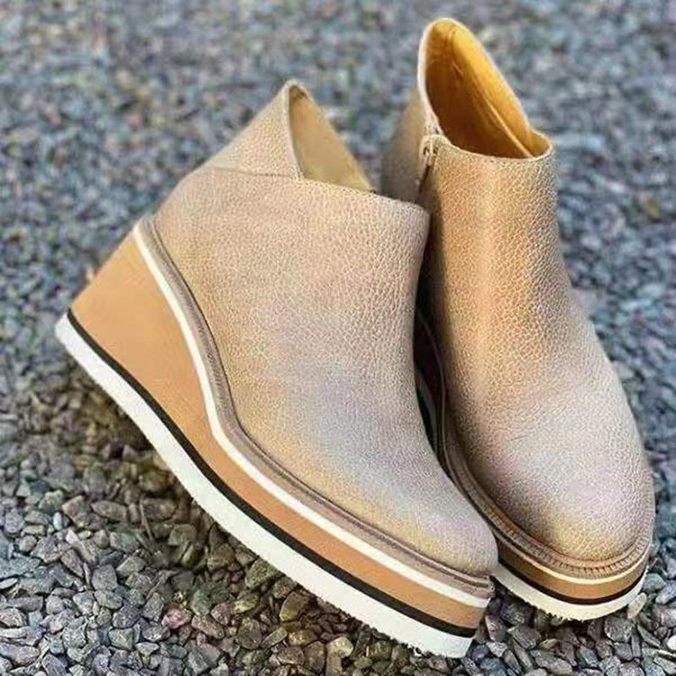 Plateaustiefel - Keilabsatz - Reißverschluss - Ankle Boots - Damenstiefel