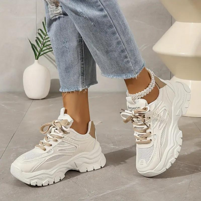 Plateau Turnschuhe - Lace-Up - Orthopädisch - Weiße Turnschuhe - Damen Turnschuhe-Fashion Peak-Fashion Peak