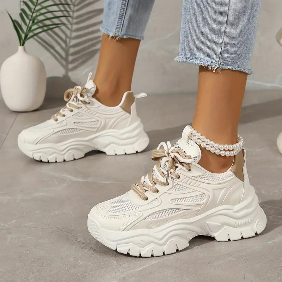 Plateau Turnschuhe - Lace-Up - Orthopädisch - Weiße Turnschuhe - Damen Turnschuhe-Fashion Peak-Fashion Peak