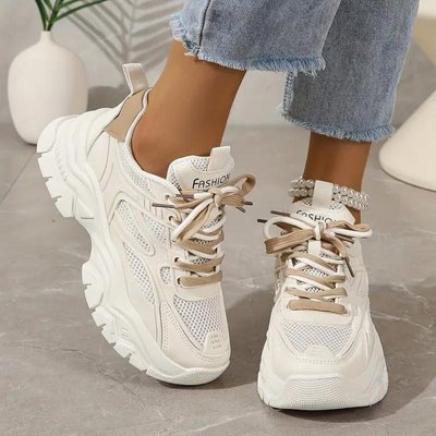 Plateau Turnschuhe - Lace-Up - Orthopädisch - Weiße Turnschuhe - Damen Turnschuhe-Fashion Peak-Fashion Peak