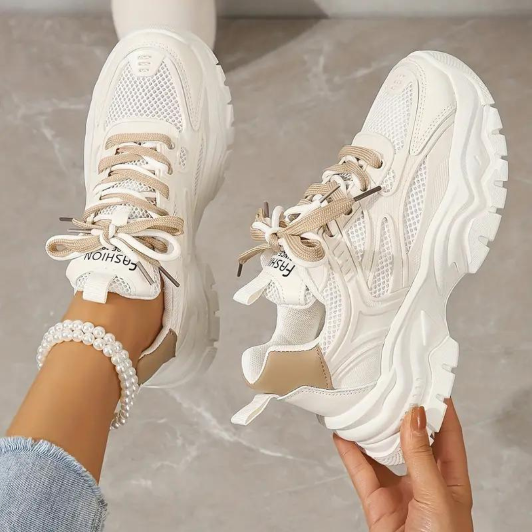Plateau Turnschuhe - Lace-Up - Orthopädisch - Weiße Turnschuhe - Damen Turnschuhe-Fashion Peak-Fashion Peak