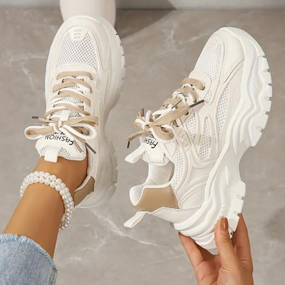 Plateau Turnschuhe - Lace-Up - Orthopädisch - Weiße Turnschuhe - Damen Turnschuhe-Fashion Peak-Fashion Peak