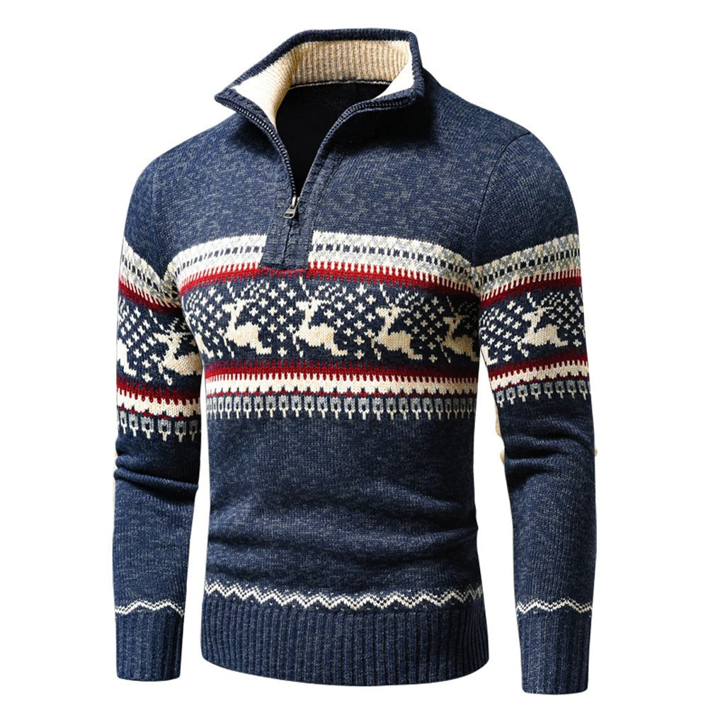 Winterpullover – Strickpullover mit Viertelreißverschluss für Herren