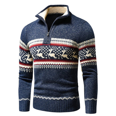 Winterpullover – Strickpullover mit Viertelreißverschluss für Herren