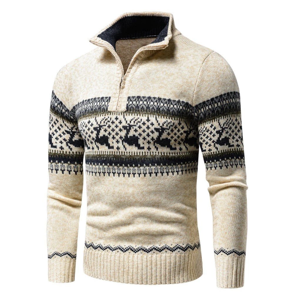 Winterpullover – Strickpullover mit Viertelreißverschluss für Herren