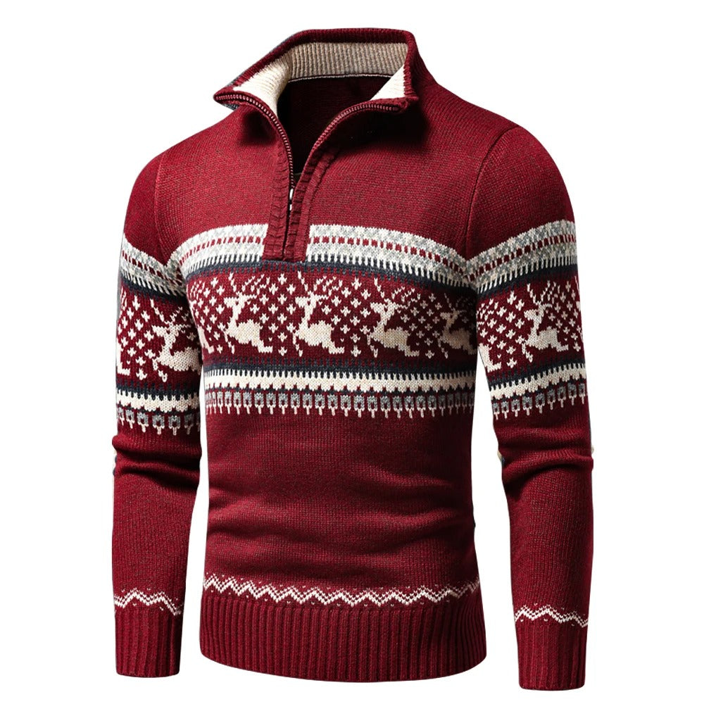 Winterpullover – Strickpullover mit Viertelreißverschluss für Herren