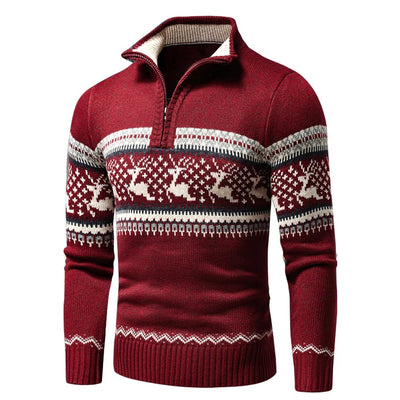 Winterpullover – Strickpullover mit Viertelreißverschluss für Herren