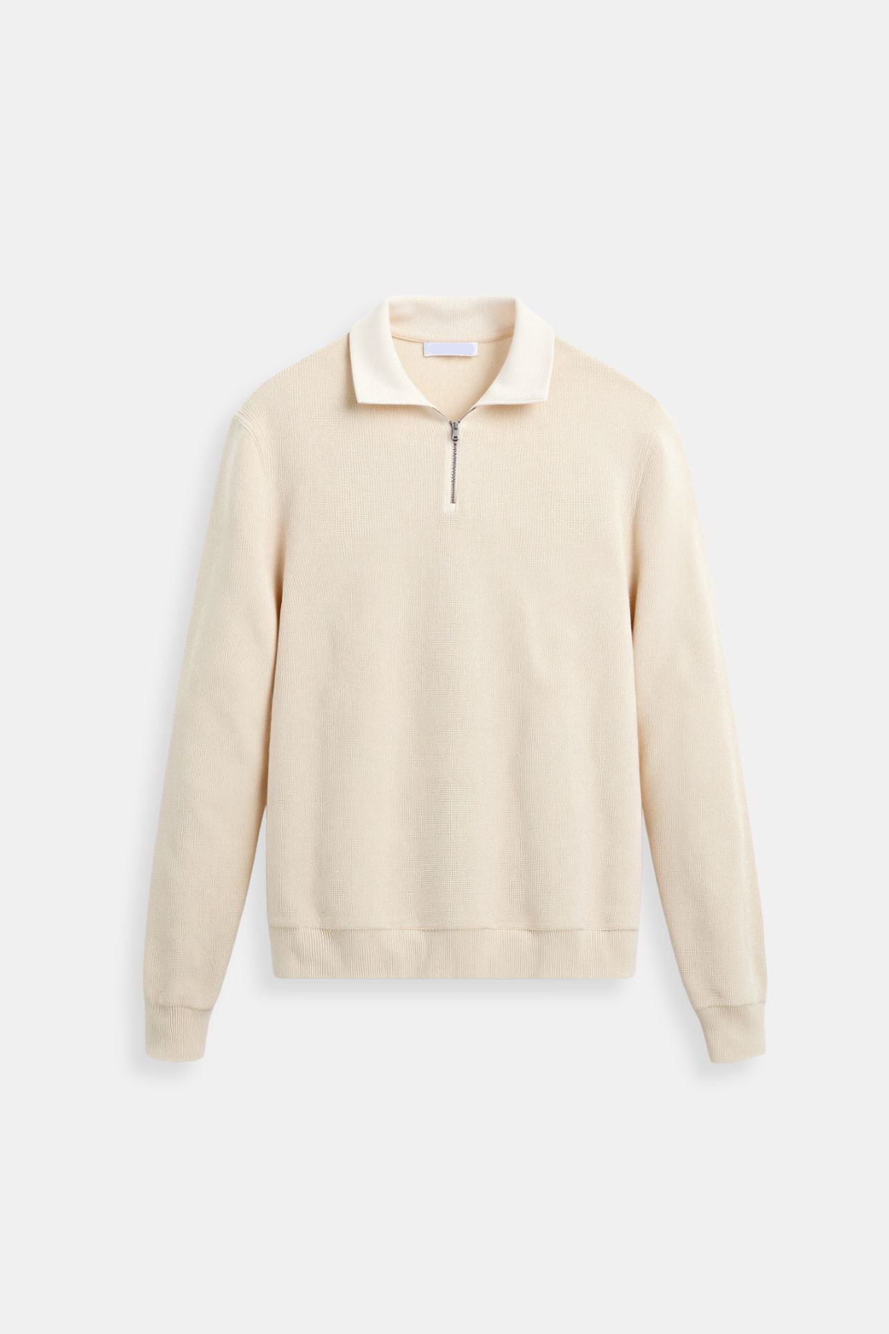 Polo-Pullover – Mit Kragen – Viertel-Reißverschluss – Polo-Pullover – Herrenpullover mit halbem Reißverschluss-Beige-S-Chaps Herrenmode