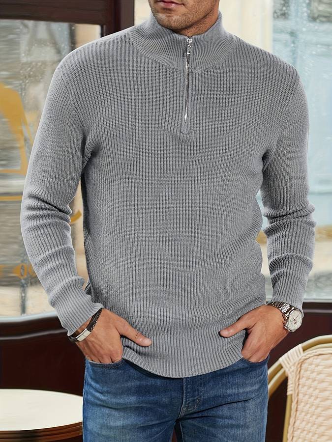 Quarter-Zip Jumper – Gestrickter Herrenpullover mit halbem Reißverschluss für den Winter-Chaps Herrenmode