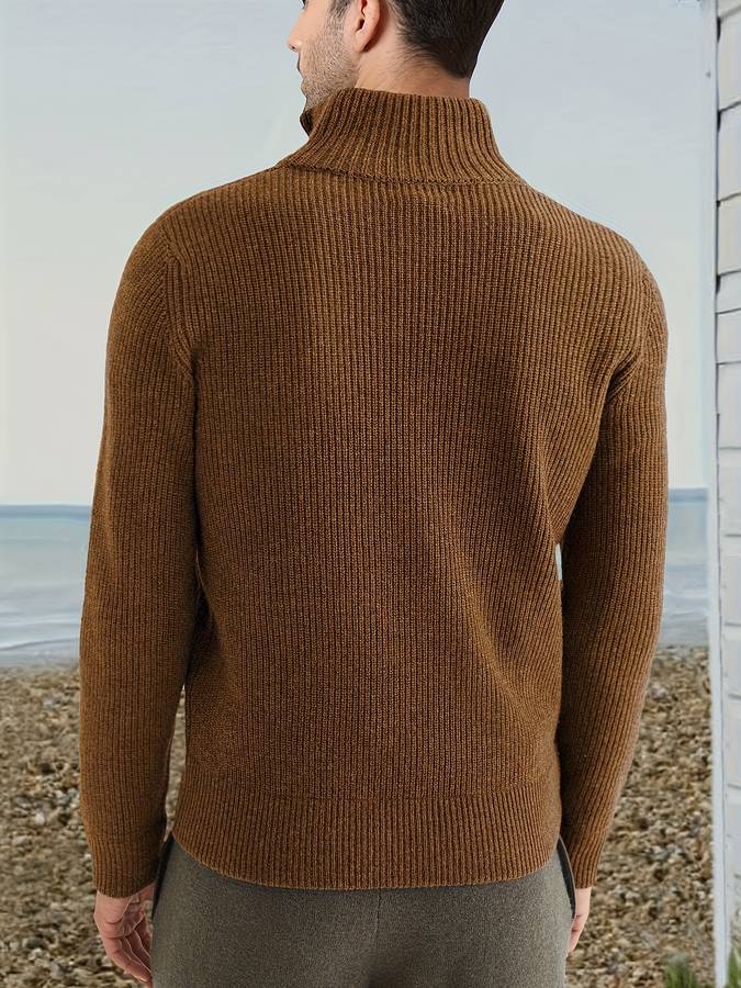 Quarter-Zip Jumper – Gestrickter Herrenpullover mit halbem Reißverschluss für den Winter-Chaps Herrenmode