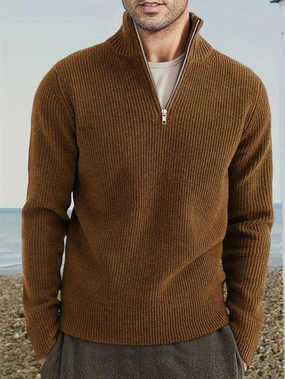 Quarter-Zip Jumper – Gestrickter Herrenpullover mit halbem Reißverschluss für den Winter-Chaps Herrenmode