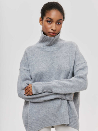 Rollkragenpullover | Hoher Kragen | Oversize | Strickpullover | Damen-Strickwaren