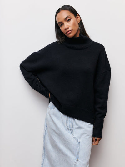 Rollkragenpullover | Hoher Kragen | Oversize | Strickpullover | Damen-Strickwaren
