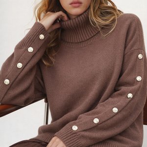 Rollkragenpullover – Oversized-Strickpullover mit Rollkragen für Damen-Fashion Peak