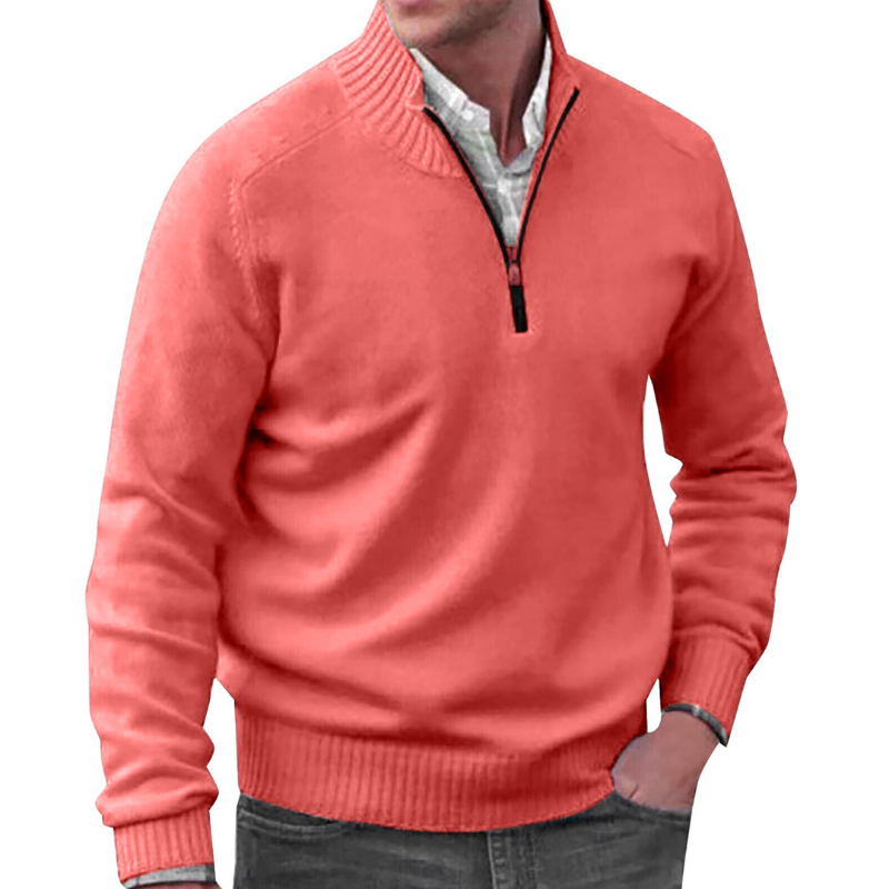 Mens Quarter Zip Jumper - Winter - Pullover - Strickpulli - Mens Half Zip Sweater