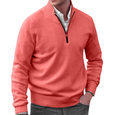 Mens Quarter Zip Jumper - Winter - Pullover - Strickpulli - Mens Half Zip Sweater