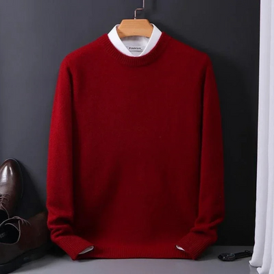 Strickpullover – Einfarbiger Strickpullover mit Rundhalsausschnitt für Männer für den Winter