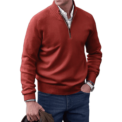 Mens Quarter Zip Jumper - Winter - Pullover - Strickpulli - Mens Half Zip Sweater