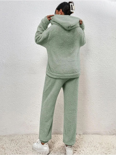 Fleece-Loungewear – Zweiteiliges Lounge-Set für Damen mit Kapuzenpullover und Jogginghose