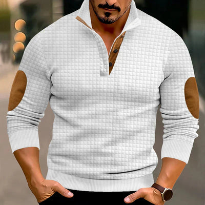 Sweatshirt - Warmer Waffelpullover für Männer mit Ellbogenaufnähern