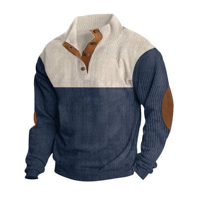 Winter-Pullover - Ellbogen-Patches - Knopfleiste - Pullover - Herrenbekleidung