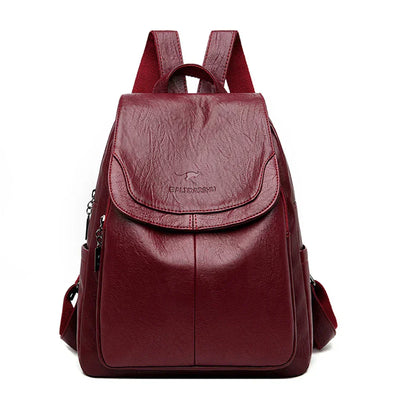 Lederrucksack - Großer Laptop-Rucksack aus Kunstleder für Frauen