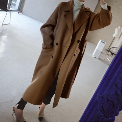Winter-Trenchcoat – Langer Oversize-Wollmantel für Damen